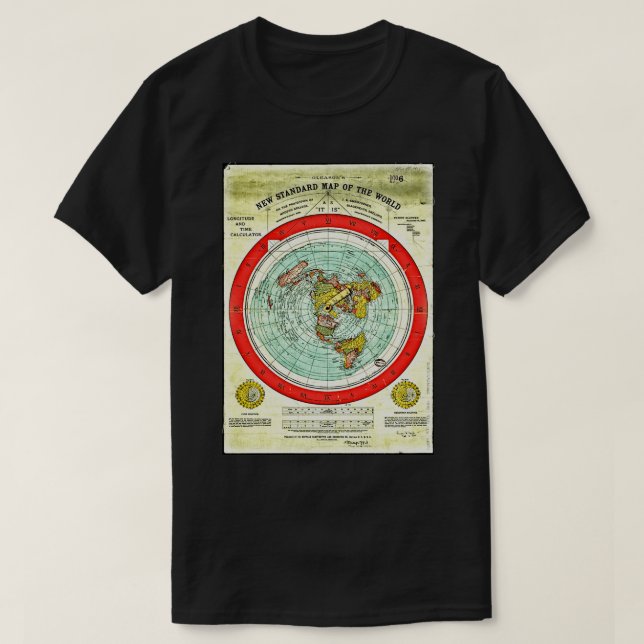 Gleason 1892 Flat Earth Map Research Flat Earth Po T-Shirt (Design Front)