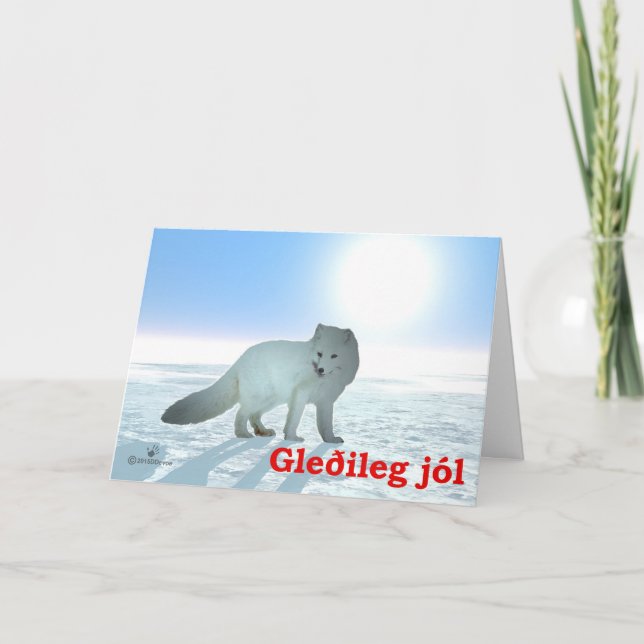 Gleðileg Jól - Arctic Fox Holiday Card (Front)