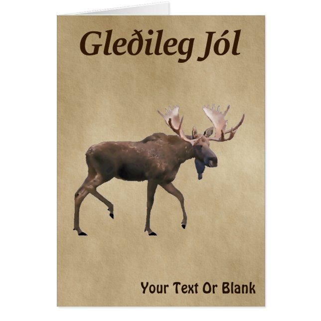 Gleðileg Jól - Bull Moose On Old Paper (Front)