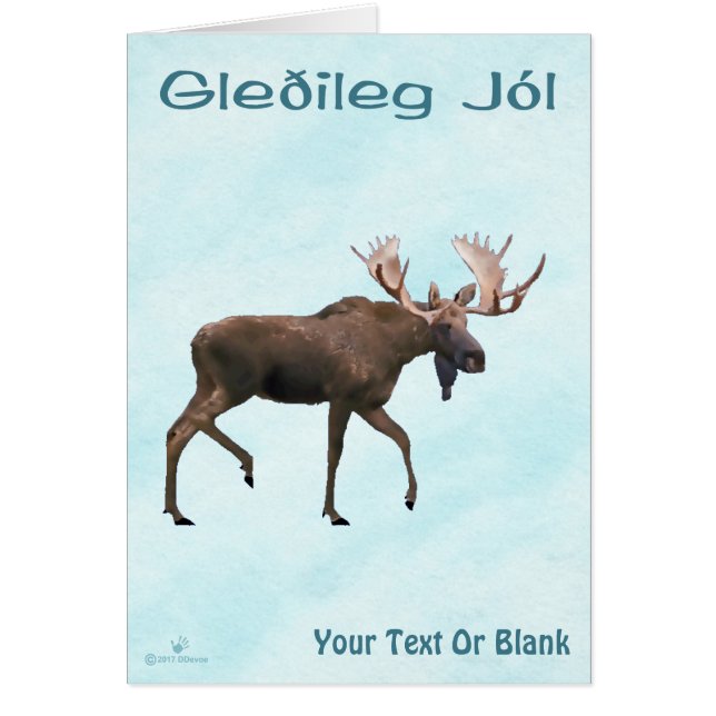 Gleðileg Jól - Bull Moose On Snow (Front)