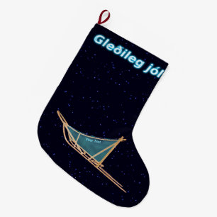 Gleðileg Jól - Dog Sled Large Christmas Stocking