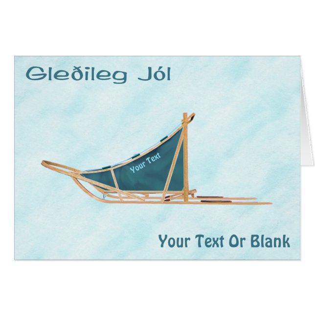 Gleðileg Jól - Dog Sled On Snow (Front Horizontal)