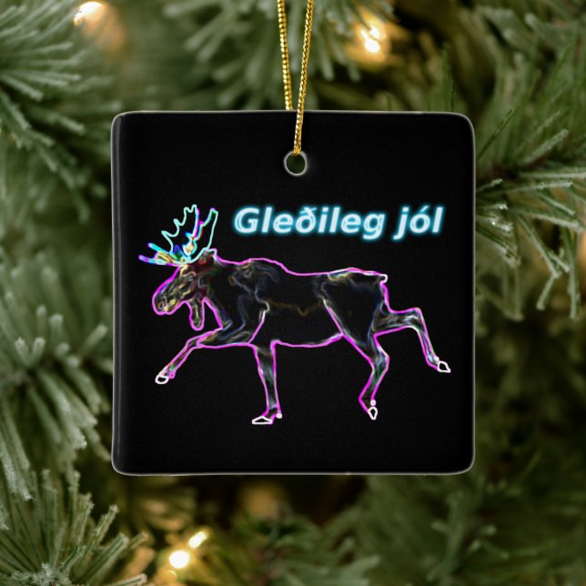 Gleðileg jól - Electric Moose Ceramic Ornament (Tree)