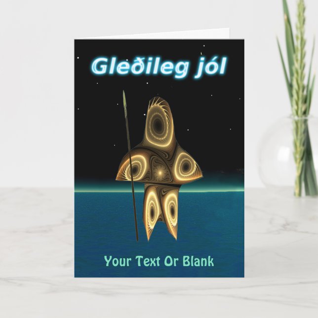 Gleðileg Jól - Fractal Inuit Hunter Holiday Card (Front)