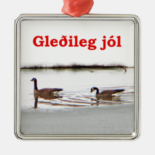 Gleðileg jól - Honkers - Canada Geese Metal Tree Decoration
