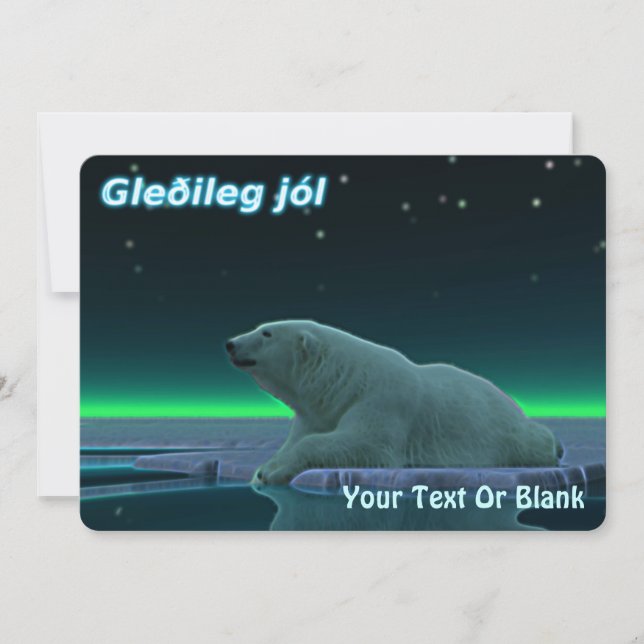 Gleðileg Jól - Ice Edge Polar Bear Holiday Card (Front)