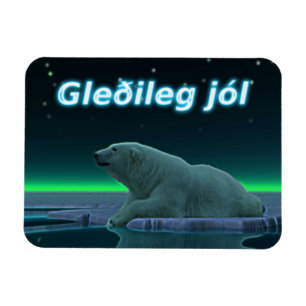 Gleðileg jól - Ice Edge Polar Bear Magnet