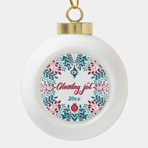 Gleðileg jól, Icelandic Christmas Greeting Ceramic Ball Christmas Ornament