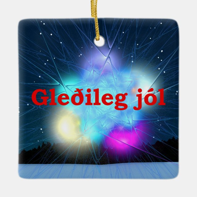 Gleðileg Jól - Jack Frost Ceramic Tree Decoration (Front)