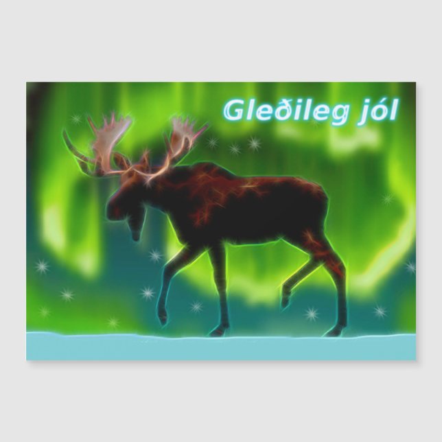 Gleðileg jól - Northern Lights Moose (Front)