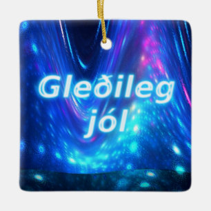 Gleðileg Jól - Qaanaaq - Northern Lights Ceramic Tree Decoration