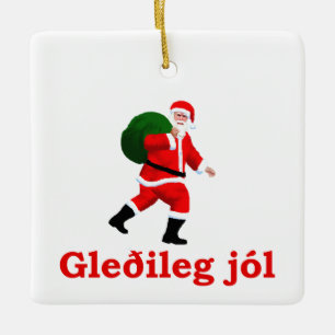 Gleðileg jól - Santa Claus Ceramic Tree Decoration