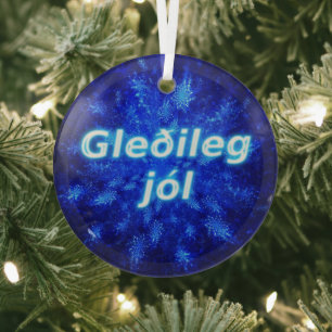 Gleðileg Jól - Snowburst Glass Tree Decoration