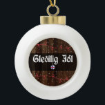 Gleðilig jól Faroese Merry Christmas, Rustic Style Ceramic Ball Christmas Ornament<br><div class="desc">Faroese Christmas greeting - Gleðilig jól rustic style holday ornament,  with a Finnish flag bauble,  Christmas lights and snow design on a rustic background.</div>