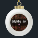 Gleðilig jól Faroese Merry Christmas, Rustic Style Ceramic Ball Christmas Ornament<br><div class="desc">Faroese Christmas greeting - Gleðilig jól rustic style holday ornament,  with a Finnish flag bauble,  Christmas lights and snow design on a rustic background.</div>