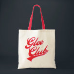 Glee Club (swoosh) Tote Bag<br><div class="desc">Glee Club bag. Font is a style similar to that on baseball jerseys,  curling script letters with a big swoop at the end. Red letters with a small pink shadow below and to the right. A fun glee club tote bag for the singers out there!</div>