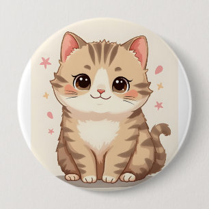 Gleeful Cat: Sweet Kawaii Kitten Art for Any Room 10 Cm Round Badge