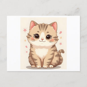 Gleeful Cat: Sweet Kawaii Kitten Art for Any Room Postcard