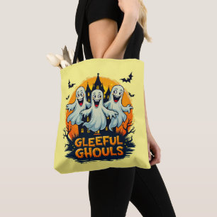 Gleeful Ghouls Fun Halloween Ghost Artwork Tote Bag