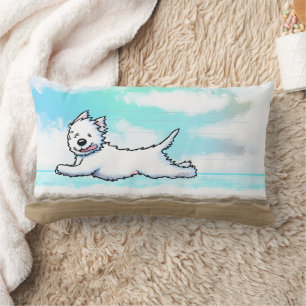 Gleeful Running Westie Lumbar Cushion