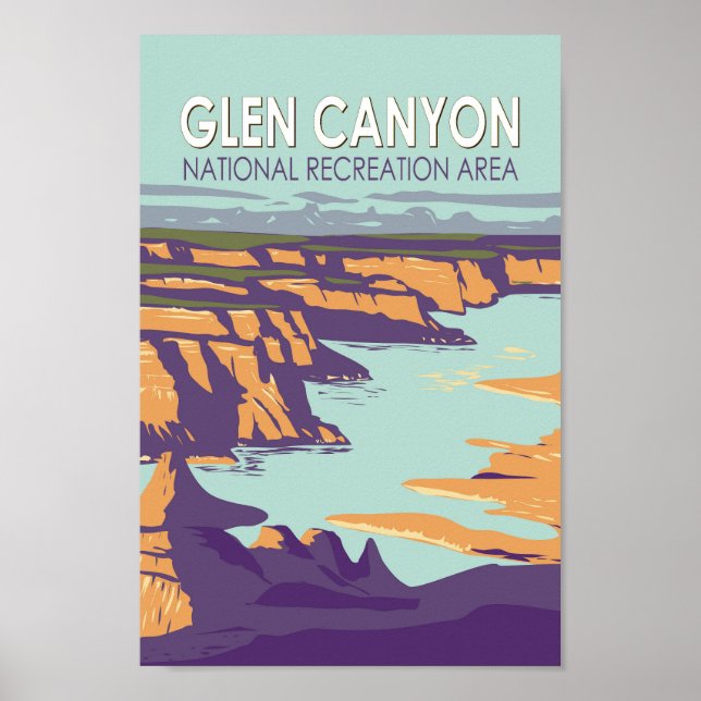 Glen Canyon Lake Powell Travel Art Vintage Poster (Front)