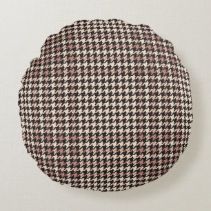 Glen Check Plaid Fashion Print Round Cushion