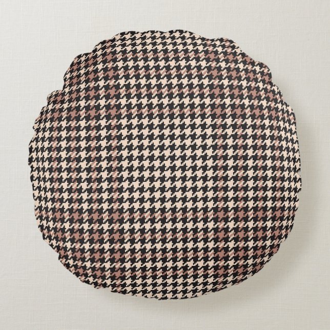 Glen Check Plaid Fashion Print Round Cushion (Front)