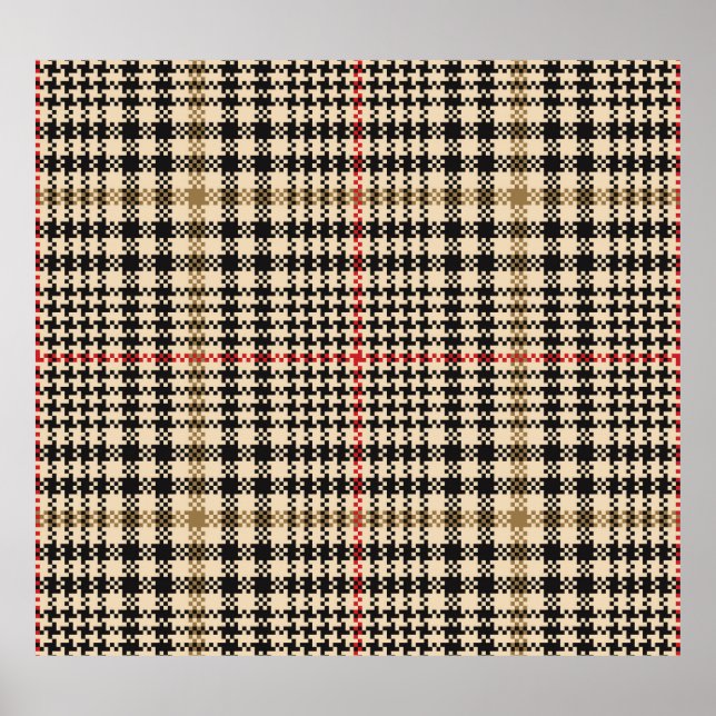 Glen Check Plaid Pixel Art Poster (Front)