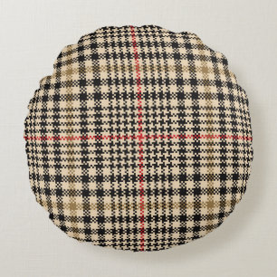 Glen Check Plaid Pixel Art Round Cushion