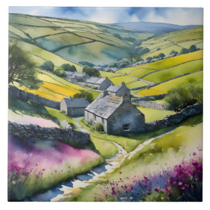 "Glen Garlands" Landscape Yorkshire Dales Scene Ceramic Tile
