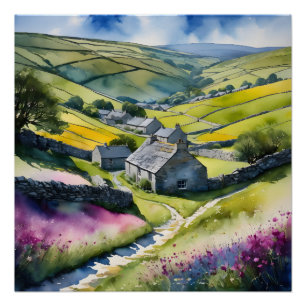 "Glen Garlands" Landscape Yorkshire Dales Scene Poster