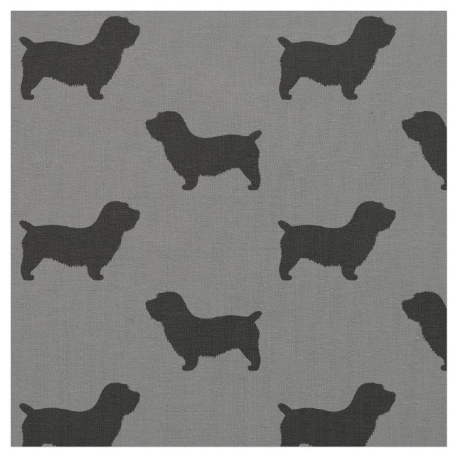 Glen of Imaal Terrier Dog Silhouettes Patterned Fabric (Close Up)