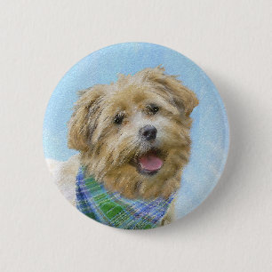 Glen of Imaal Terrier Painting - Original Dog Art 6 Cm Round Badge