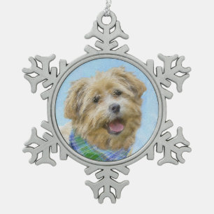 Glen of Imaal Terrier Painting - Original Dog Art Snowflake Pewter Christmas Ornament