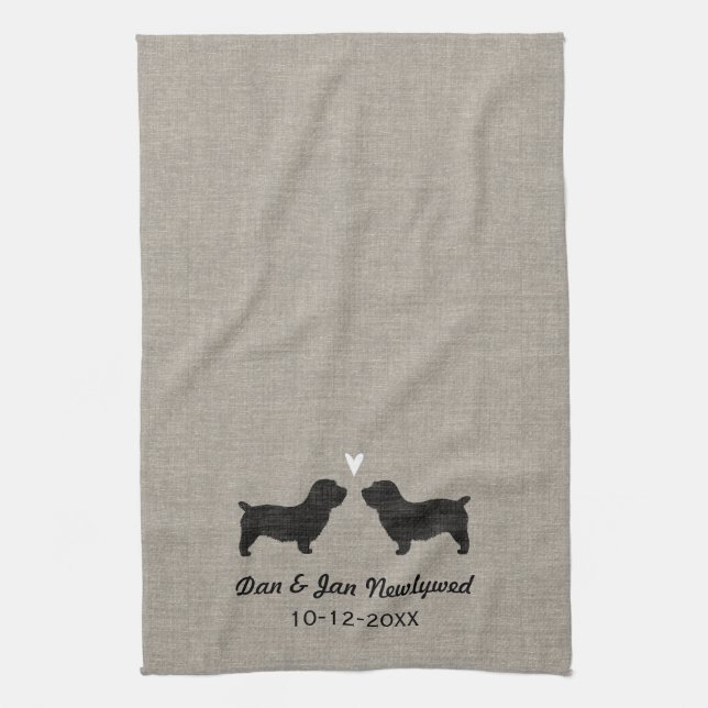 Glen of Imaal Terrier Silhouettes with Heart Tea Towel (Vertical)
