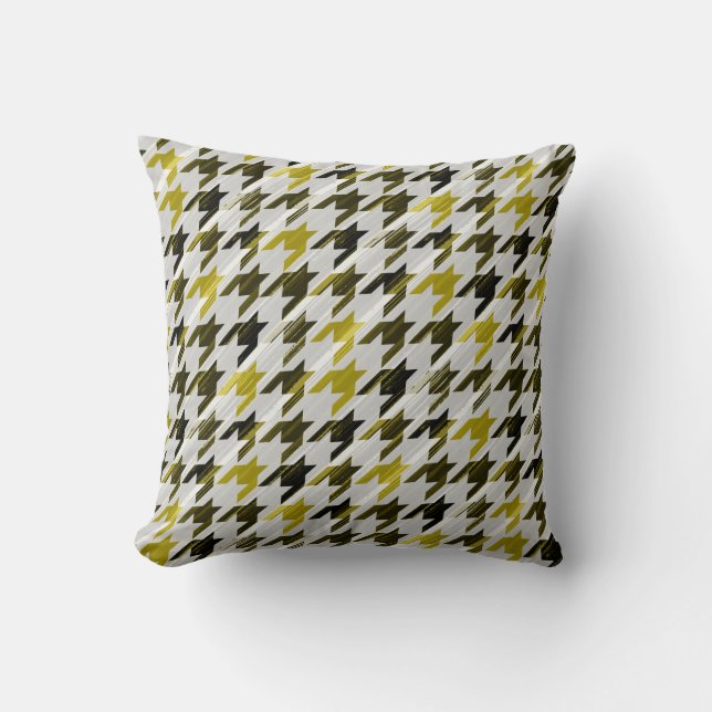 Glen Plaid. Black and mustard. Cushion (Front)