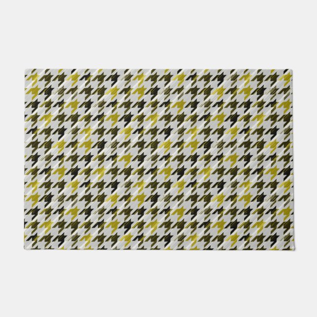 Glen Plaid. Black and mustard. Doormat (Front)