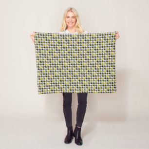 Glen Plaid. Black and mustard. Fleece Blanket