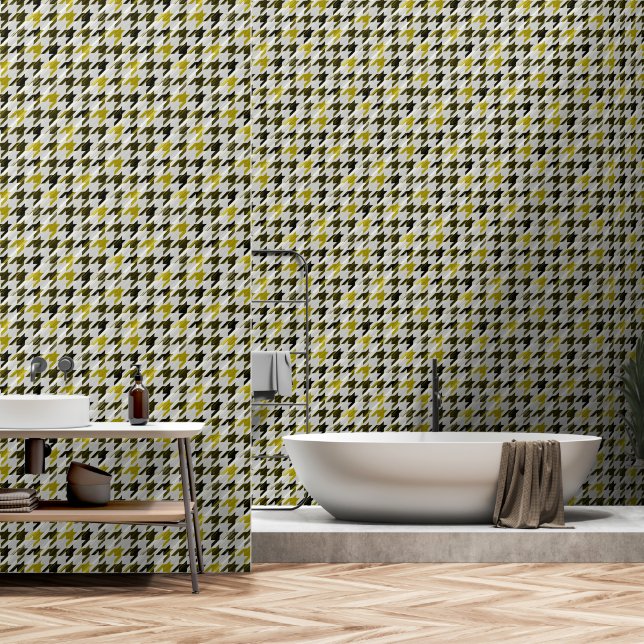 Glen Plaid. Black and mustard. Wallpaper (Bathroom)