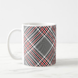 Glen plaid pattern. Black, red, white seamless tar Coffee Mug