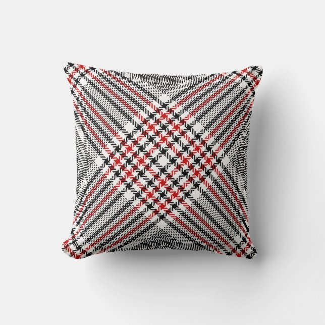 Glen plaid pattern. Black, red, white seamless tar Cushion (Front)