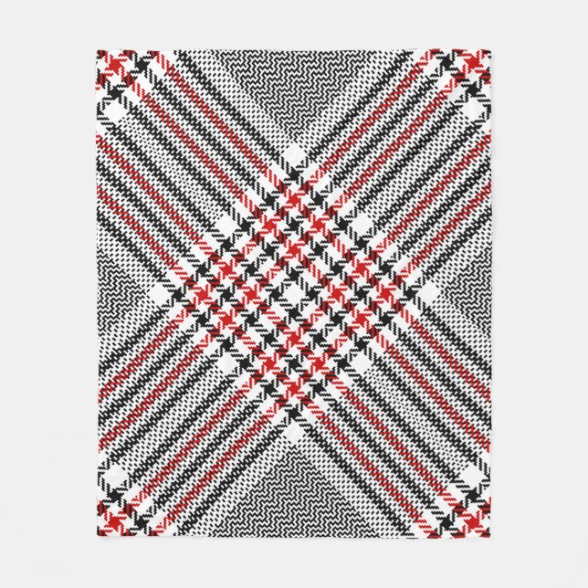 Glen plaid pattern. Black, red, white seamless tar Fleece Blanket (Front)