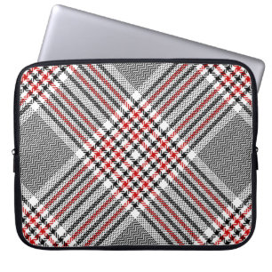 Glen plaid pattern. Black, red, white seamless tar Laptop Sleeve