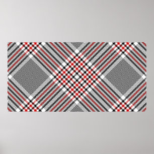 Glen plaid pattern. Black, red, white seamless tar Poster