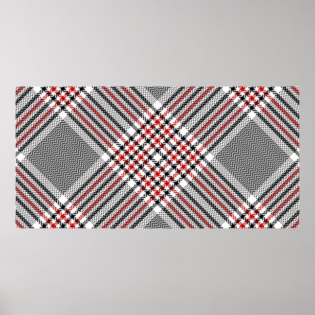 Glen plaid pattern. Black, red, white seamless tar Poster (Front)