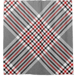 Glen plaid pattern. Black, red, white seamless tar Shower Curtain