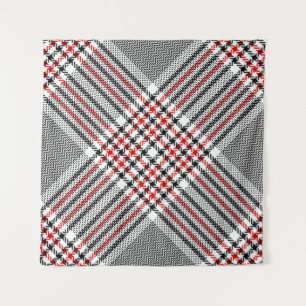 Glen plaid pattern. Black, red, white seamless tar Tapestry