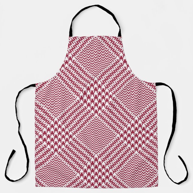 Glen plaid pattern bright in red and white. Seamle Apron (Front)