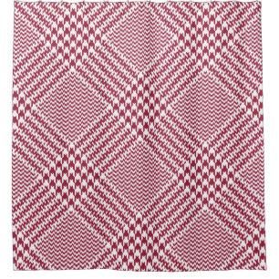 Glen plaid pattern bright in red and white. Seamle Shower Curtain