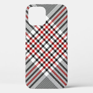 Glen Plaid Red Black Tweed iPhone 12 Case